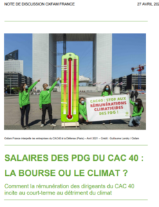Note de discussion Oxfam France. Salaire des PDG du CAC40 : la bourse ou le climat