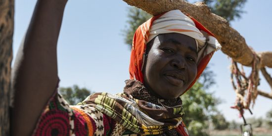 SP
Pueblo de Louda - comuna de Kaya - Burkina Faso.

Alizeta Sawadogo es agricultora. Tiene 55 años, es viuda y madre de 8 hijos. Ella saca agua de un pozo para regar sus cultivos de horticultura en la granja colectiva que le ha otorgado una parcela de tierra.

Toda su vida, Alizeta ha practicado la agricultura y cultivado cereales. Pero los rendimientos se han vuelto cada vez más bajos debido a los efectos del cambio climático. Las estaciones están cambiando gradualmente. Cada vez hay menos lluvia y la estación seca es más larga e intensa.

Con el apoyo de las ONG ATAD y OXFAM, Alizeta ha aprendido técnicas de horticultura para diversificar sus actividades. Obtuvo un terreno en una finca colectiva administrada por ATAD. La finca mide dos hectáreas, equipada con 4 pozos.

50 mujeres trabajan en el sitio. Cada uno tiene su propia parcela de tierra, pero trabajan sobre un principio de comunidad.

La ONG ATAD también proporciona semillas.

Alizeta ha aprendido la agricultura ecológica con técnicas respetuosas con el medio ambiente, sin utilizar pesticidas.

Hoy, Alizeta cree que depende menos de los cultivos de cereales. Puede alimentar a su familia durante todo el año e incluso vender parte de su cosecha para cubrir los gastos médicos y las matrículas escolares de toda su familia.

El sitio debe estar vallado en todo su perímetro para proteger los campos de los animales que deambulan y comen los productos.

Los 4 pozos también deben limpiarse porque la presa que da la fuente de agua se está volviendo arenosa y se está secando debido a los efectos del cambio climático.



ENG 
Village of Louda - commune of Kaya - Burkina Faso. 

Alizeta Sawadogo is a farmer. She is 55 years old, widow and mother of 8 children. She draws water from a well to water her market gardening crops in the collective farm that has granted her a plot of land. 

All her life, Alizeta has practiced agriculture and cultivated cereals. But yields have become increasingly low due to the effects of climate change. The seasons are gradually shifting. There is less and less rain, and the dry season is longer and more intense. 

With the support of the NGOs ATAD and OXFAM, Alizeta has learned market gardening techniques to diversify her activities. She obtained a plot of land on a collective farm managed by ATAD. The farm measures two hectares, equipped with 4 wells. 

50 women work on the site. Each one has her own plot of land but they work on a principle of community.  
 
The NGO ATAD also provides seeds.  
 
Alizeta has learned organic farming with environmentally friendly techniques, without using pesticides. 
 
Today, Alizeta believes she is less dependent on cereal crops. She can feed her family throughout the year, and even sell part of her harvest to cover medical expenses and school fees for her entire family.  
 
The site must be fenced all the way around to protect the fields from animals that wander around and eat the produce.

The 4 wells must also be cleaned up because the dam that gives the water source is gradually becoming sandy and is drying up due to the effects of climate change.  


FR
Village de Louda - commune de Kaya  Burkina Faso. 

Alizeta Sawadogo est agricultrice. Elle a 55 ans, veuve et mère de 8 enfants. Elle puise de leau dans un puits pour arroser ces cultures maraichères dans la ferme collective qui lui a octroyée une parcelle.

Toute sa vie, Alizeta a pratiqué lagriculture et cultivaitdes céréales. Mais les rendements sont devenus de plus en plus faibles à cause des effets du dérèglement climatique. Les saisons se décalent progressivement. Il y a de moins en moins de pluies, et la saison sèche est de plus en plus longue et intense. 

Avec lappui des ONG ATAD et OXFAM, Alizeta a appris les techniques de maraichage pour diversifier ses activités. 
Elle a obtenu une parcelle sur une ferme collective gérée par ATAD.  

La ferme mesure deux hectares, équipé de 4 puits. 
50 femmes travaillent sur le site. Chacune a sa propre parcelle mais elles travaillent sur un principe de collectivité. 

LONG ATAD fournit également des semences. 
Alizeta a appris lagriculture bio avec des techniques respectueuses de lenvironnement, sans utiliser de produits phytosanitaires.

Aujourdhui, Alizeta estime être moins dépendante de la culture céréalière. Elle peut nourrir sa famille tout au long de lannée, et même vendre une partie de sa récolte pour prendre en charge les dépenses médicales et les frais de scolarité de toute sa famille. 
Le site doit être équipé dune clôture sur lensemble du périmètre pour protéger les champs des animaux qui divaguent et viennent manger les productions.

Les 4 puits doivent également être curés car le barrage qui donne la source deau sensable progressivement et sassèche à cause des effets du dérèglement climatique.